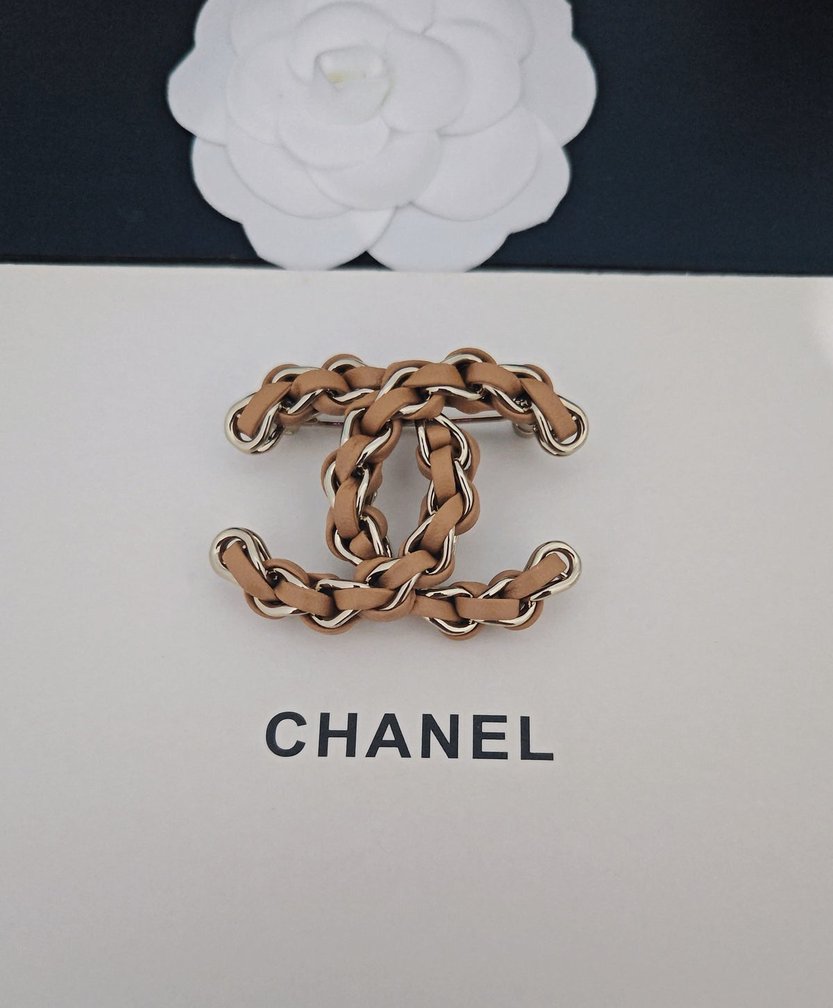 Signature Emblem Brooch in Gold-Tone – Design 001 detail view