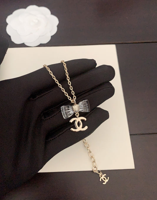 Bow Pendant Necklace in Gold-Tone – Design 009 main product view