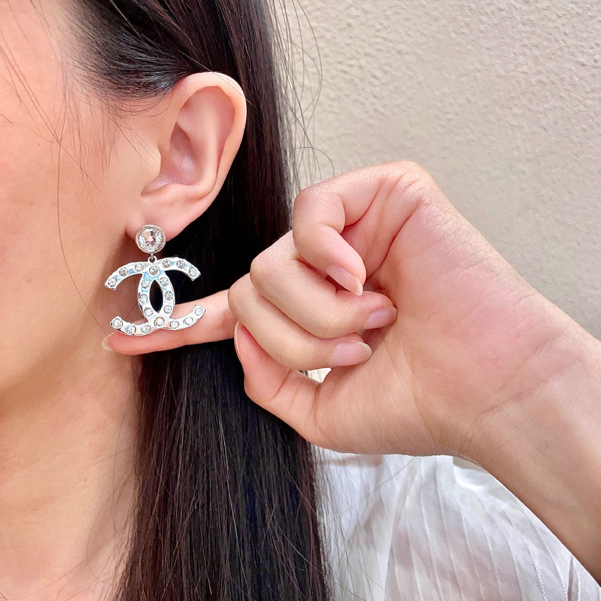 Signature Emblem Stud Earrings in Polished Metal-Tone – Design 081 front product view