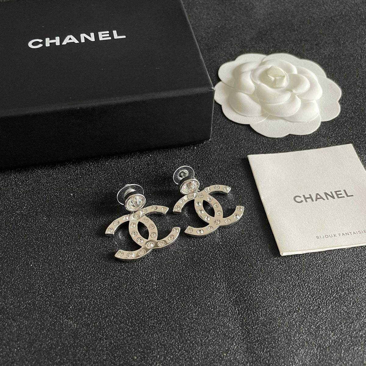 Signature Emblem Stud Earrings in Polished Metal-Tone – Design 081 styled product view