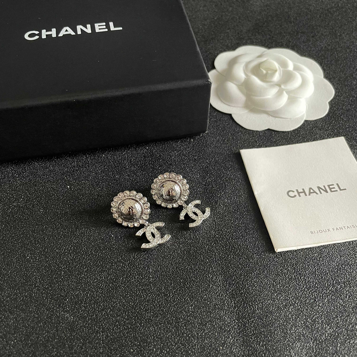 Signature Emblem Stud Earrings in Polished Metal-Tone – Design 080 styled product view