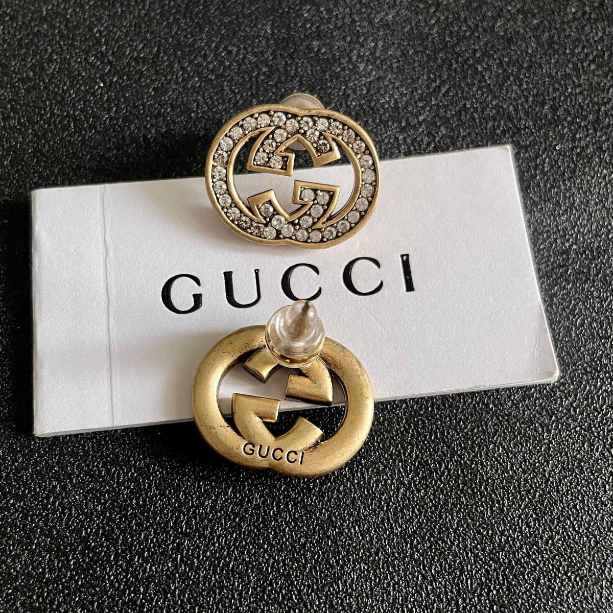 Geometric Emblem Stud Earrings in Silver-Tone – Design 004 main product view