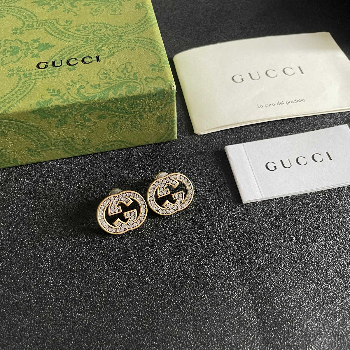 Geometric Emblem Stud Earrings in Silver-Tone – Design 004 styled product view