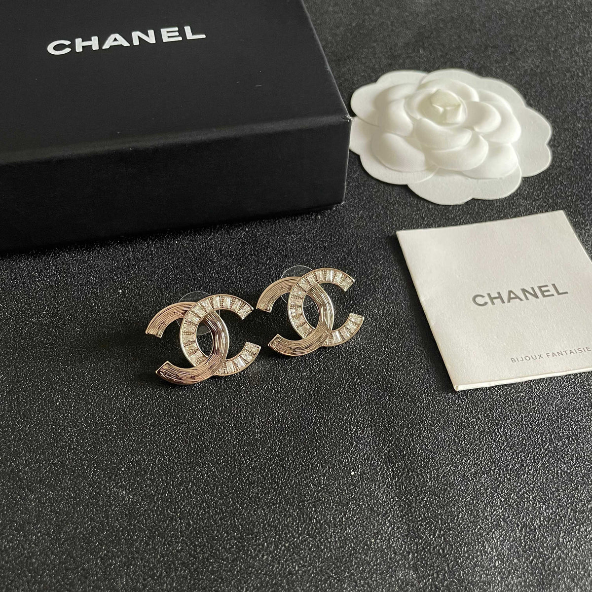 Signature Emblem Stud Earrings in Polished Metal-Tone – Design 079 styled product view