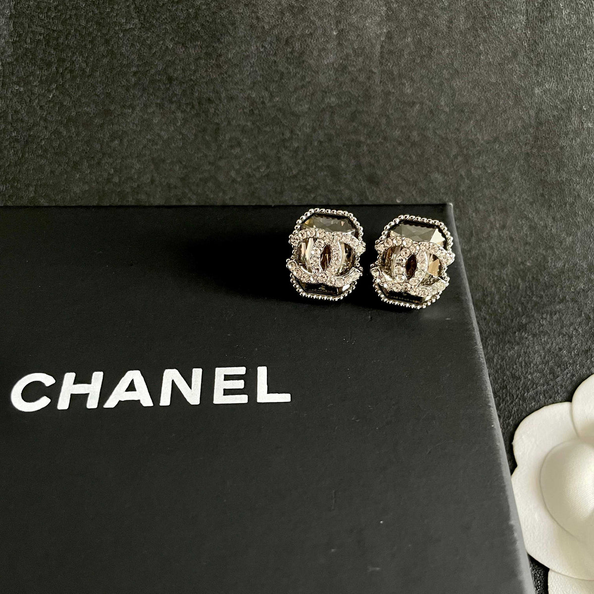 Signature Emblem Stud Earrings in Polished Metal-Tone – Design 078 detail view