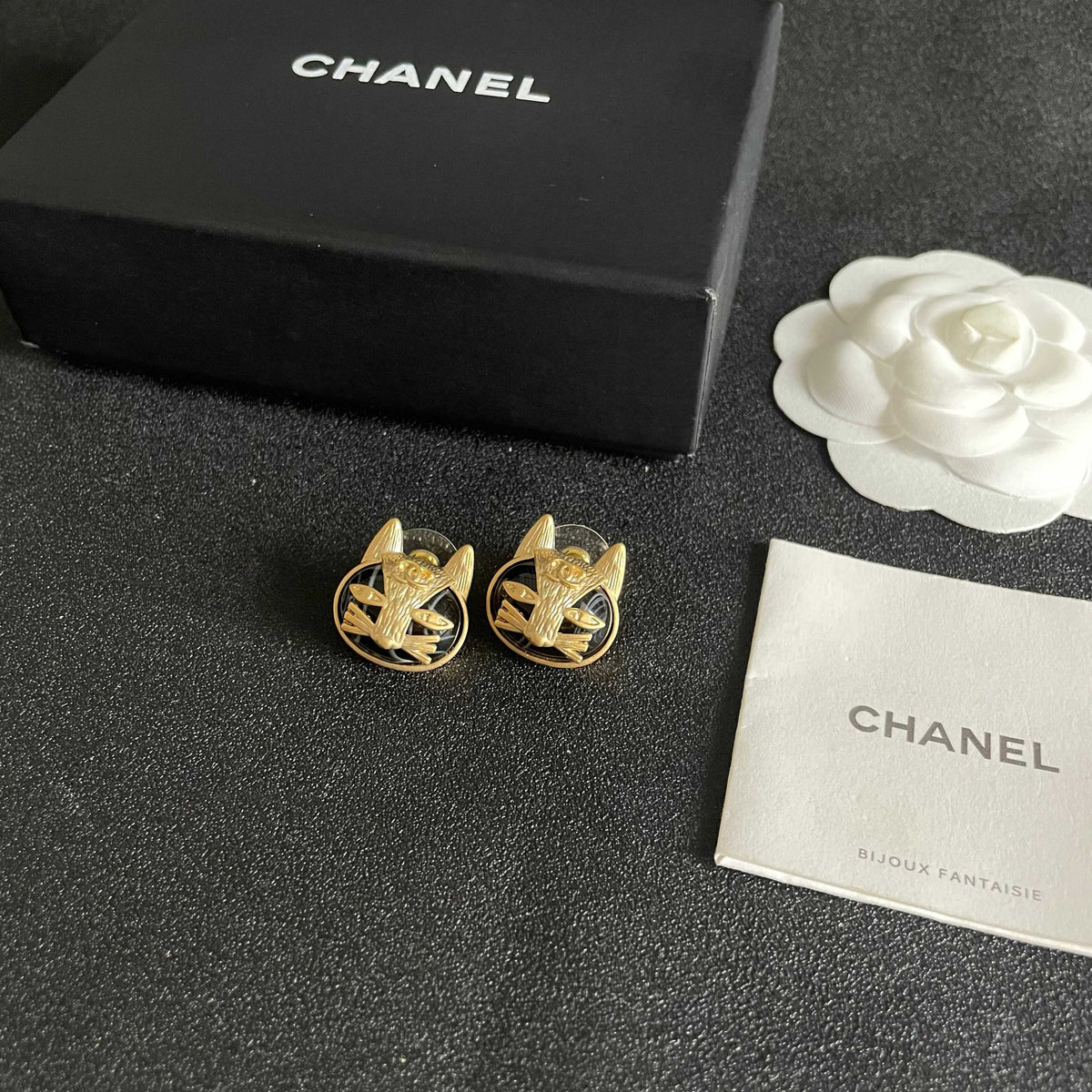 Signature Emblem Stud Earrings in Polished Metal-Tone – Design 076 close-up detail