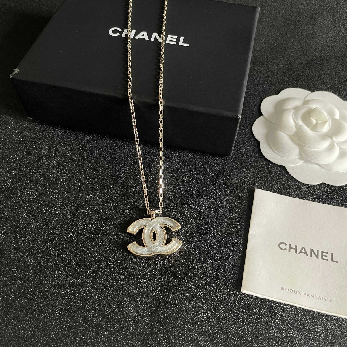 Signature Emblem Pendant Necklace in Polished Metal-Tone – Design 076 close-up detail