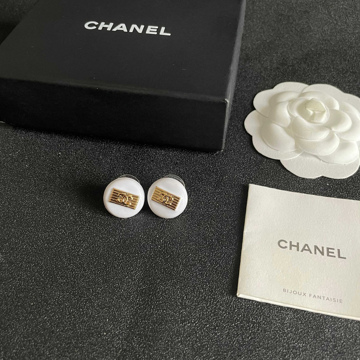 Signature Emblem Stud Earrings in Polished Metal-Tone – Design 073 close-up detail