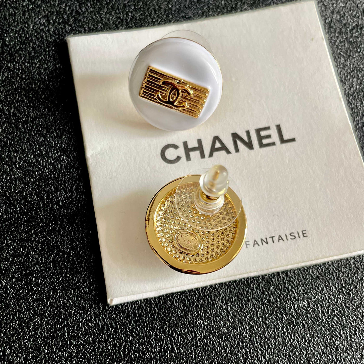Signature Emblem Stud Earrings in Polished Metal-Tone – Design 073 main product view