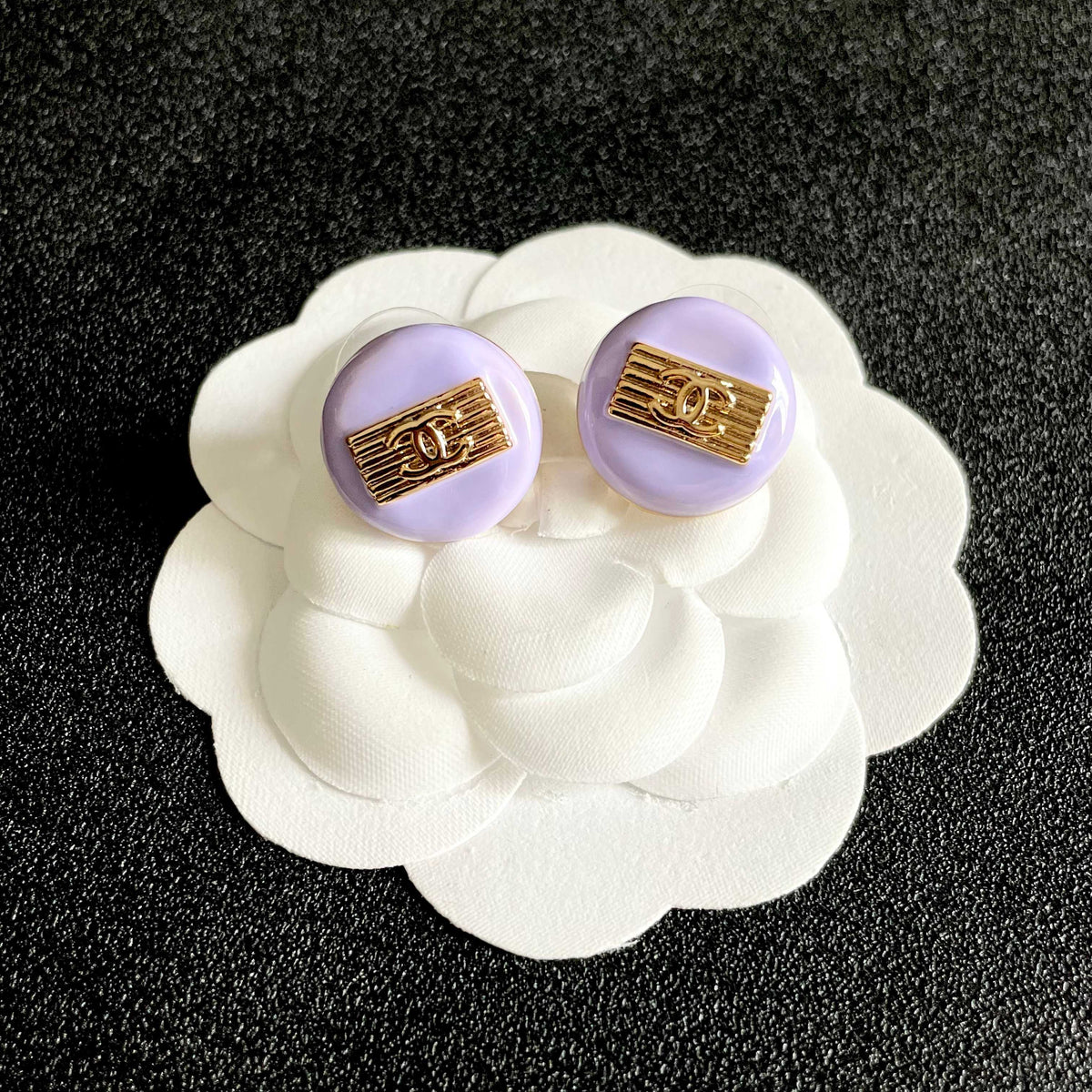 Signature Emblem Stud Earrings in Polished Metal-Tone – Design 072 front product view