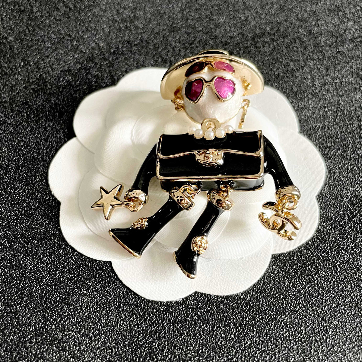 Signature Emblem Brooch in Polished Metal-Tone – Design 047 front product view