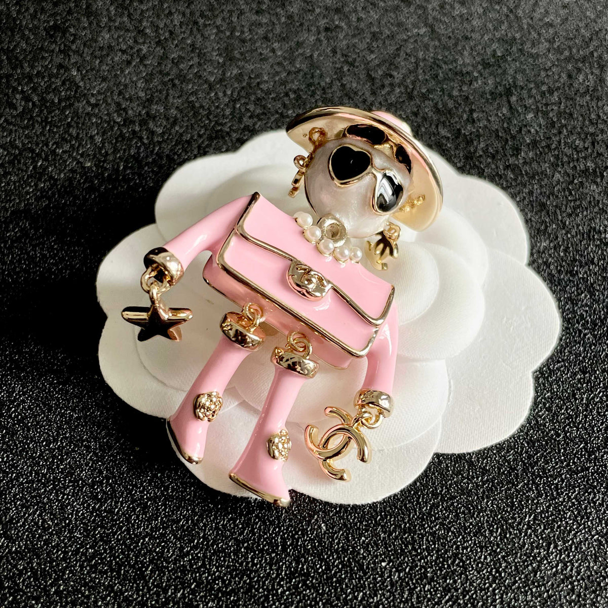 Signature Emblem Brooch in Polished Metal-Tone – Design 046 front product view