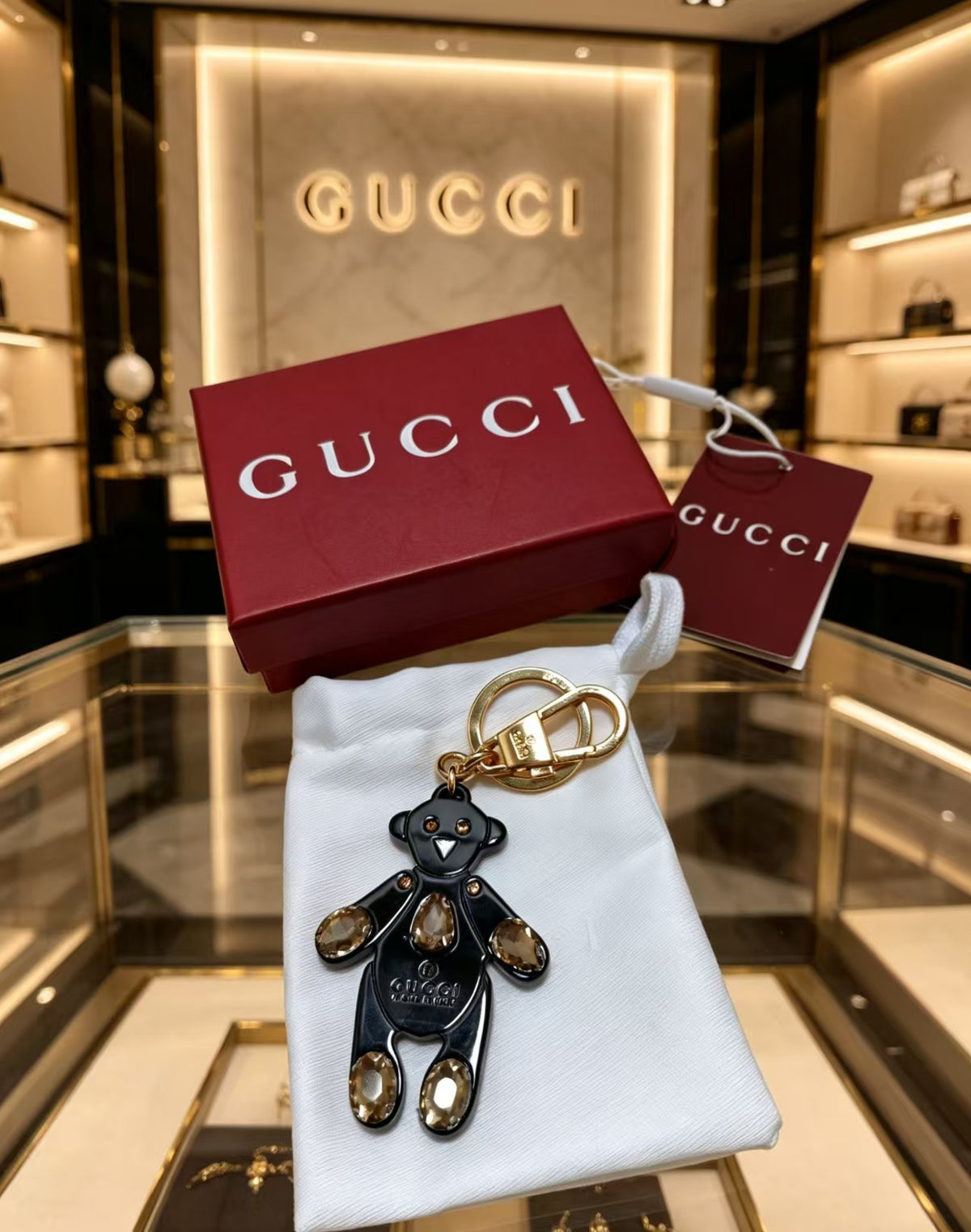Key Jewelry Accessory in Gold-Tone – Black Detail close-up detail