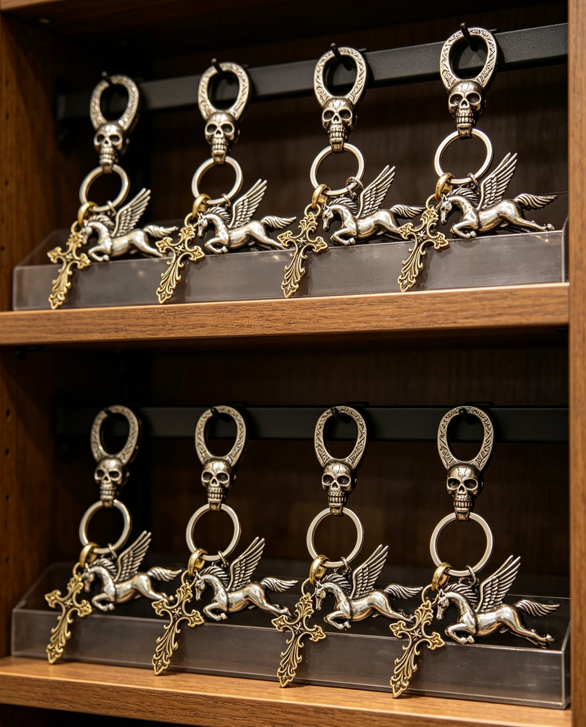 Cross Keychain in Antique Silver-Tone – Design 05 detail view