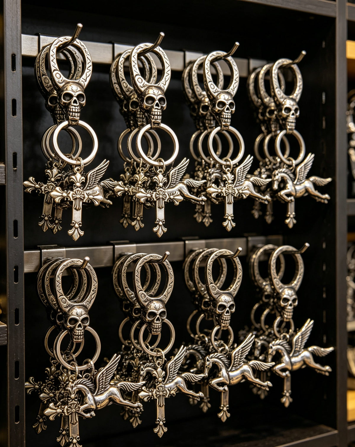 Cross Keychain in Antique Silver-Tone – Design 04 front product view
