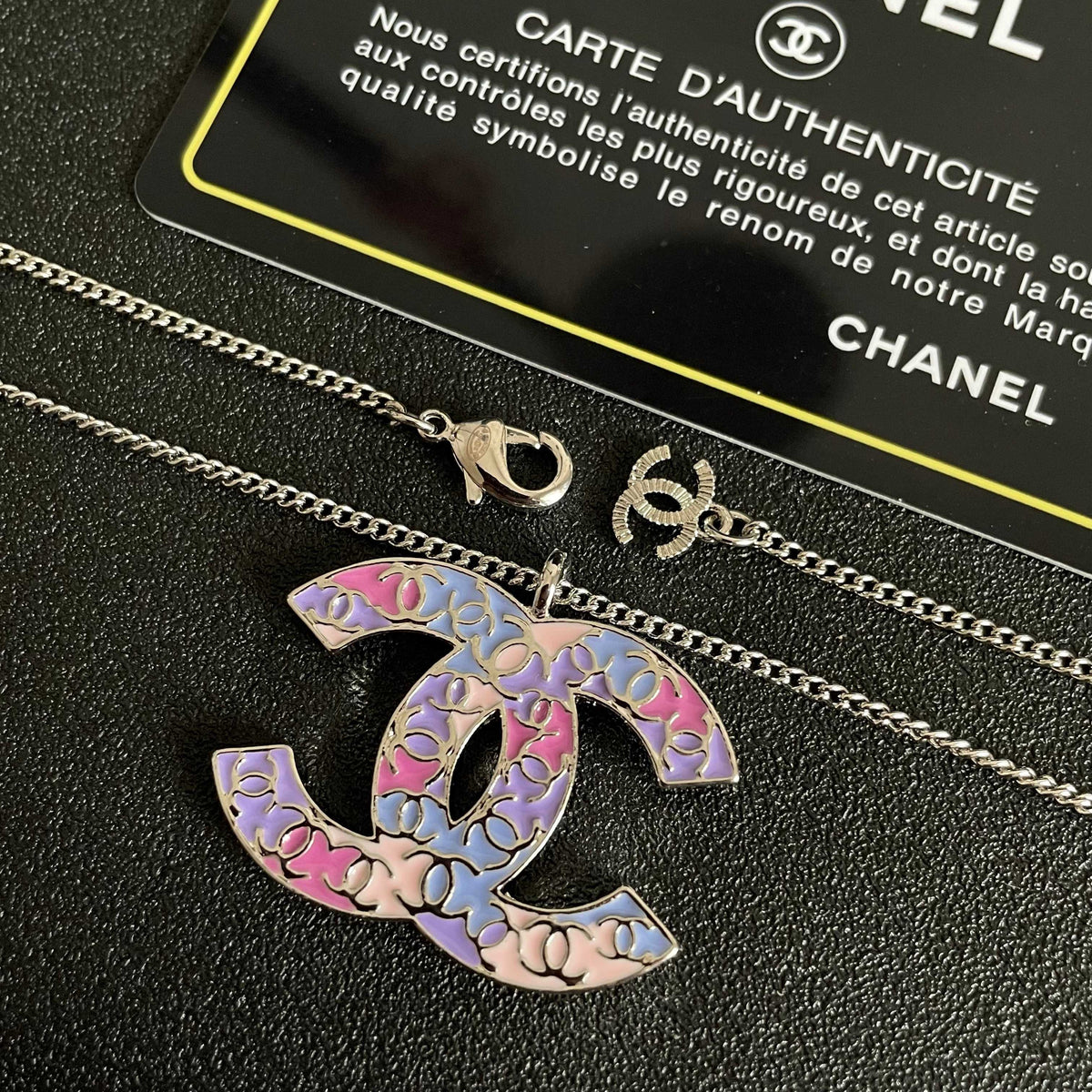 Double-C Emblem Pendant Necklace in Polished Metal-Tone – Design 015 main product view