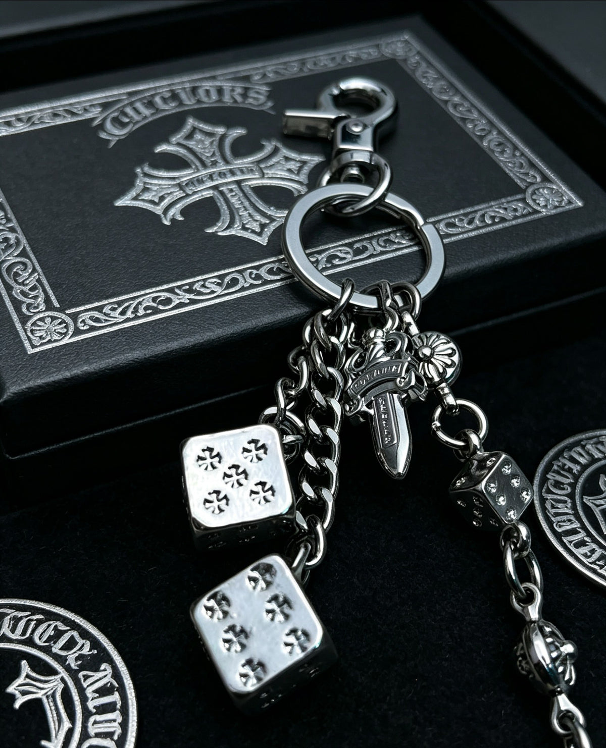 Signature Emblem Pendant Necklace in Polished Metal-Tone – Design 046 close-up detail