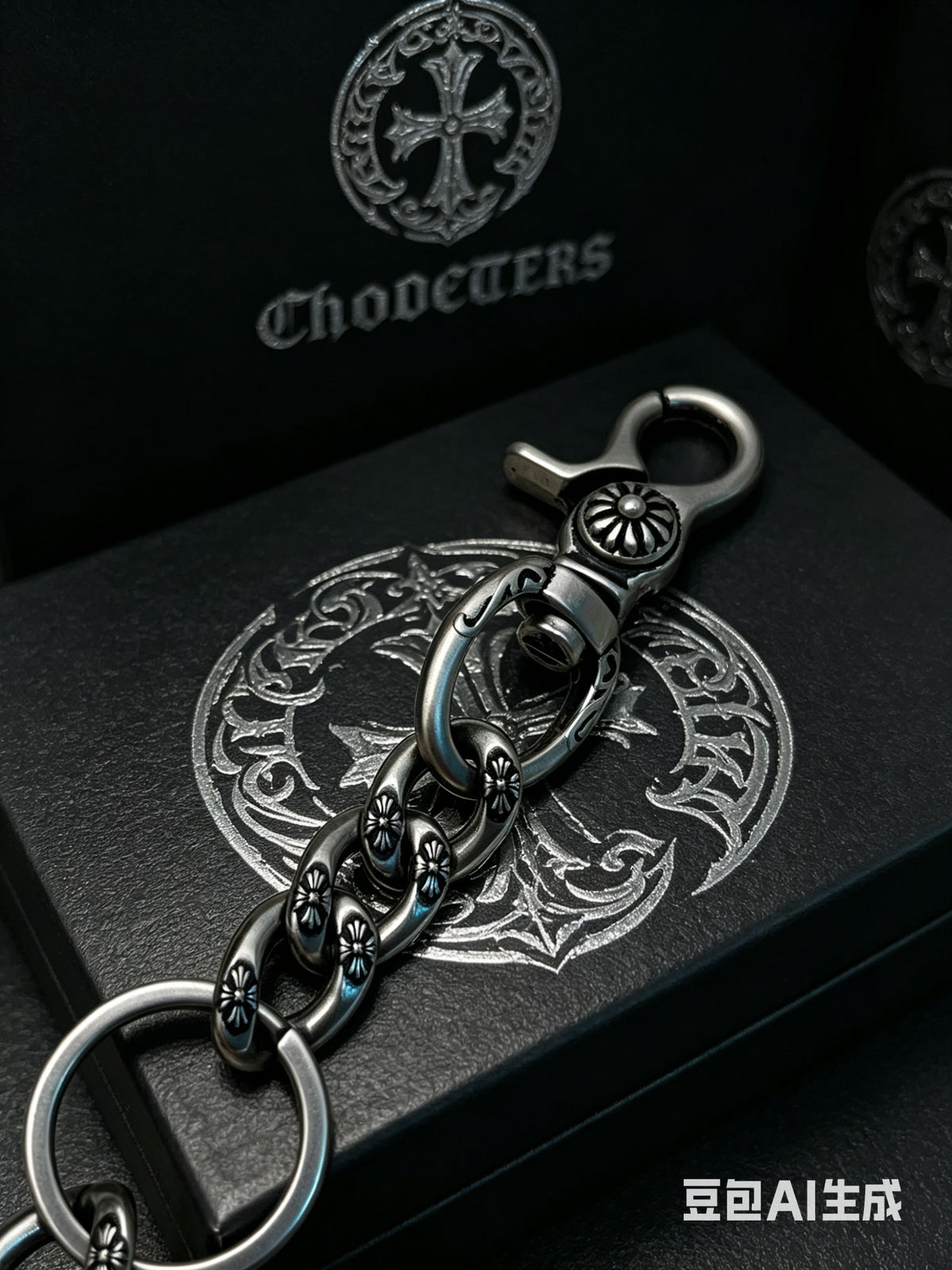 Signature Emblem Jewelry Accessory in Polished Metal-Tone – Design 023 styled product view