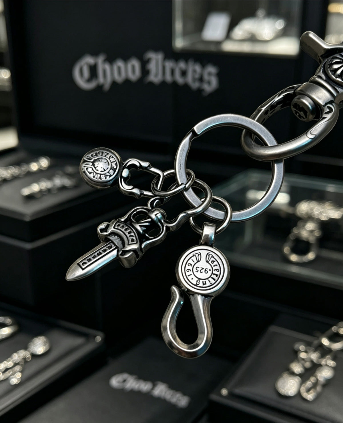 Signature Emblem Jewelry Accessory in Polished Metal-Tone – Design 022 close-up detail