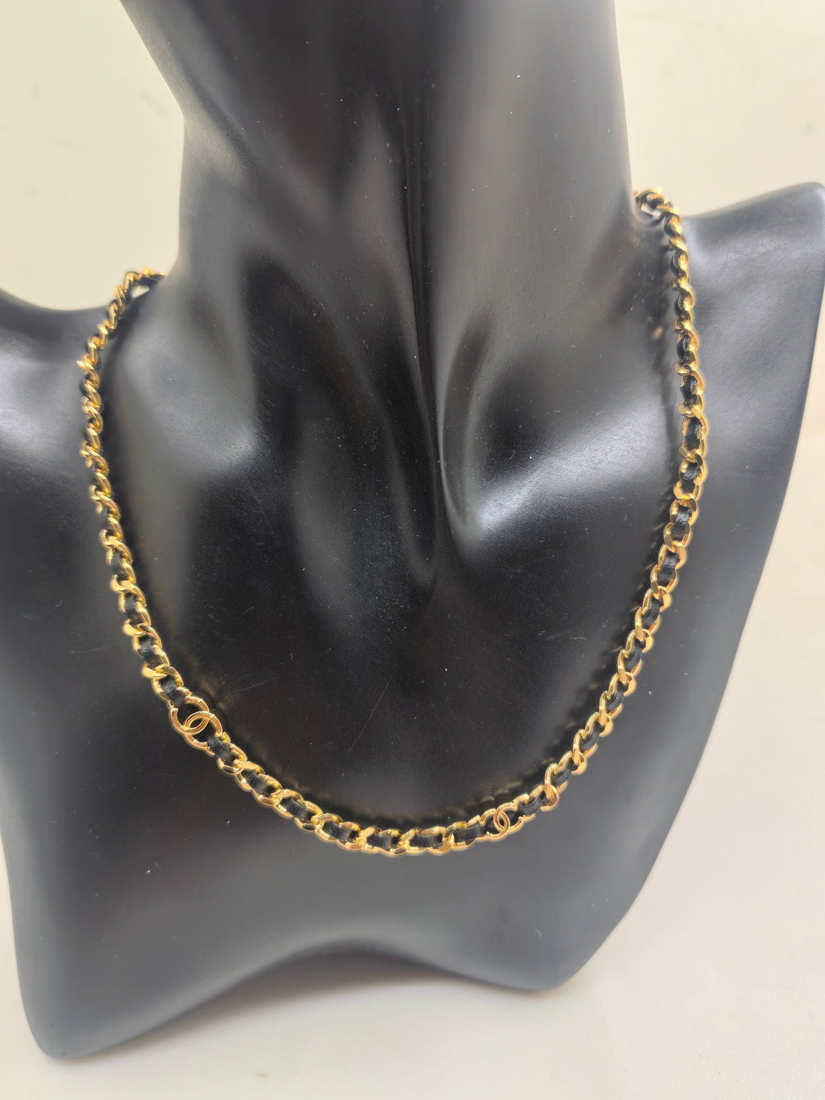 Signature Emblem Pendant Necklace in Gold-Tone – Black Detail – Design 016 front product view