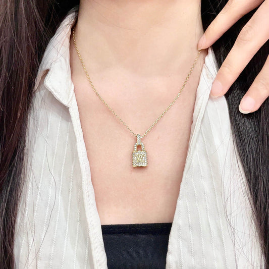 Geometric Emblem Pendant Necklace in Gold-Tone – Design 065 main product view