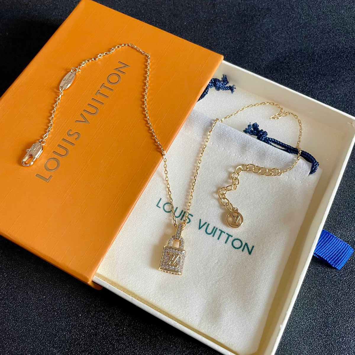 Geometric Emblem Pendant Necklace in Gold-Tone – Design 065 detail view