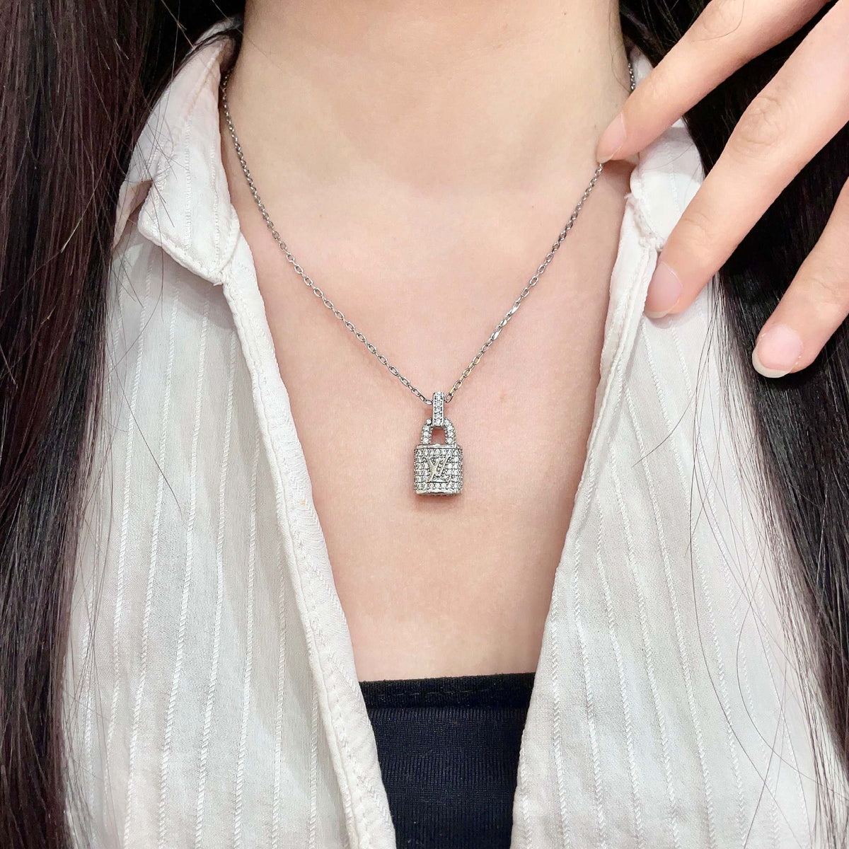 Geometric Emblem Pendant Necklace in Gold-Tone – Design 064 main product view