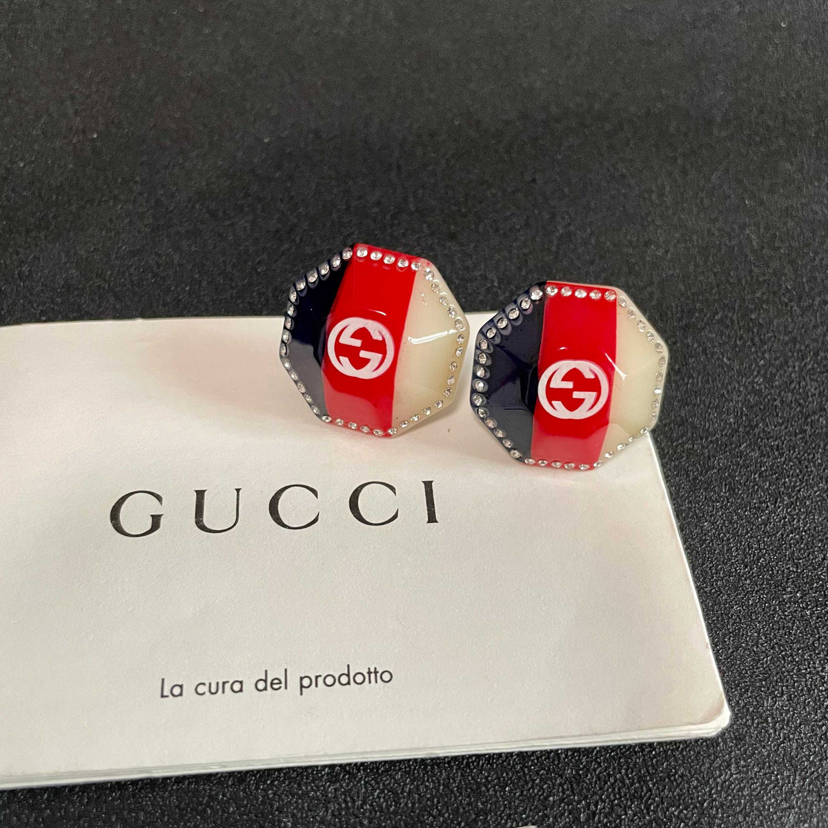 Geometric Emblem Stud Earrings in Silver-Tone – Design 006 front product view
