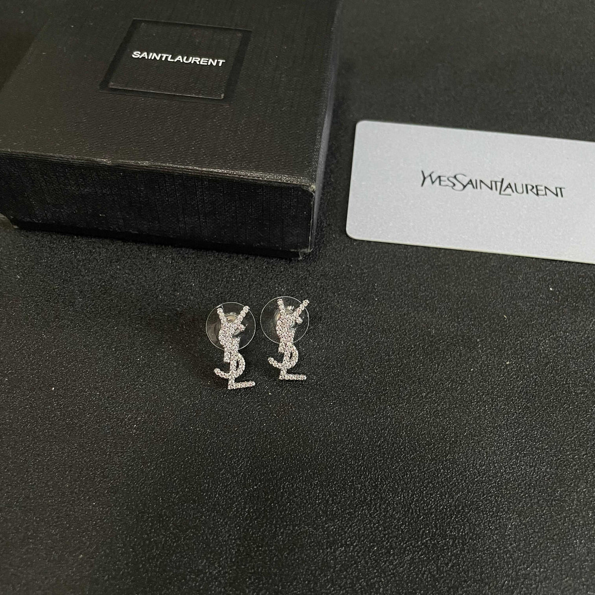 Signature Emblem Stud Earrings in Silver-Tone – Design 025 side detail