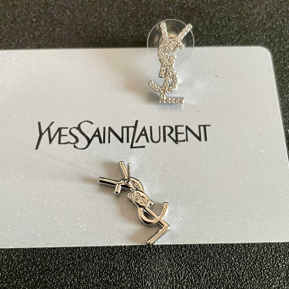Geometric Emblem Stud Earrings in Silver-Tone – Vintage Detail – Design 010 styled product view