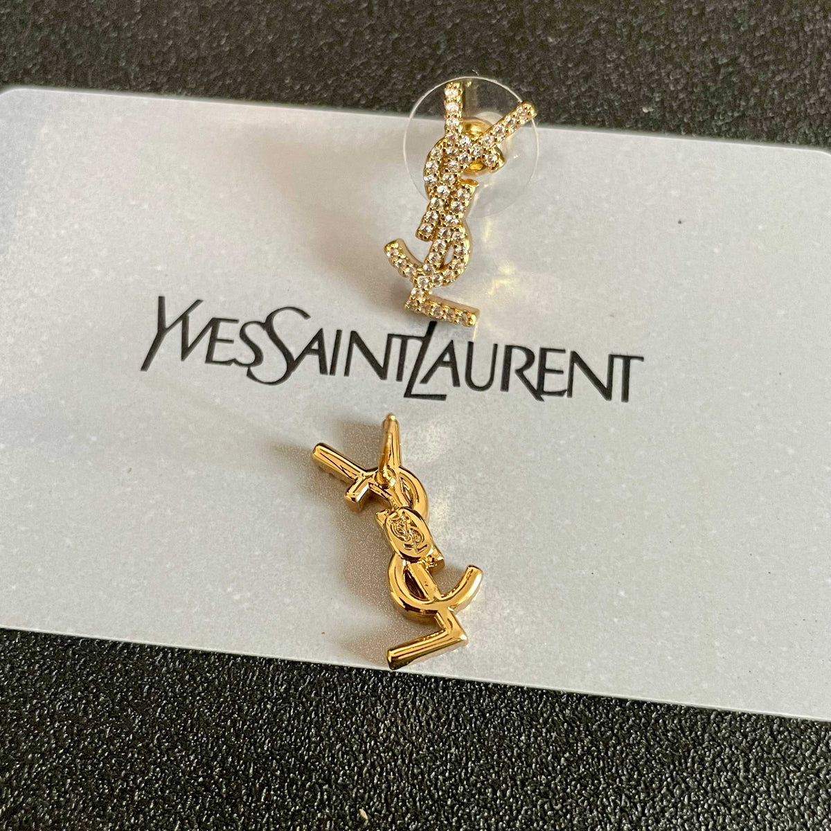 Signature Emblem Stud Earrings in Silver-Tone – Design 024 main product view