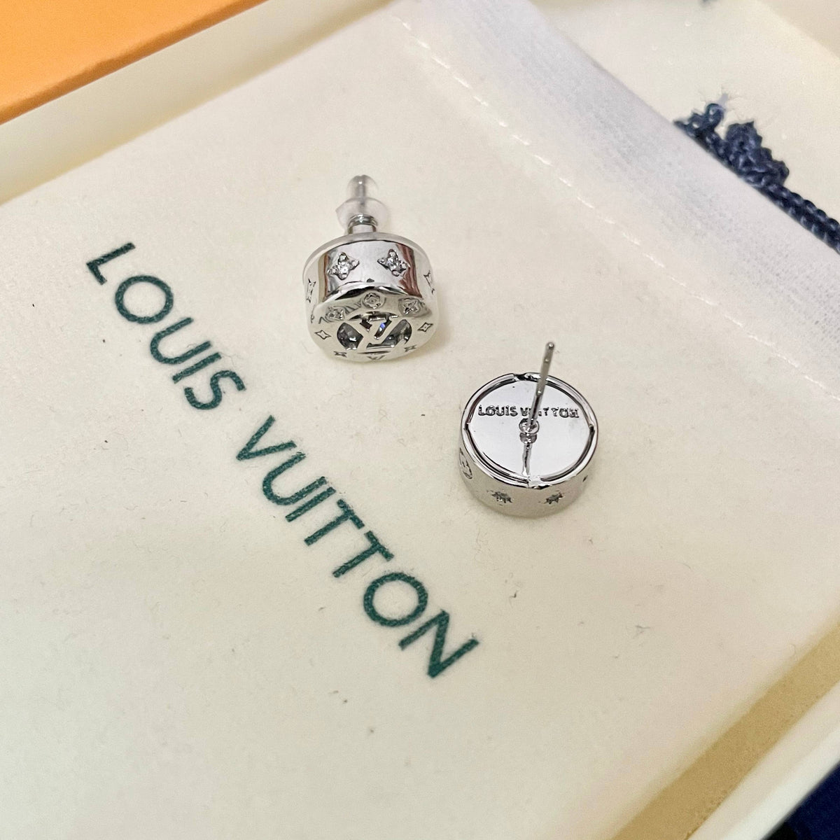 Geometric Emblem Stud Earrings in Gold-Tone – Design 038 main product view