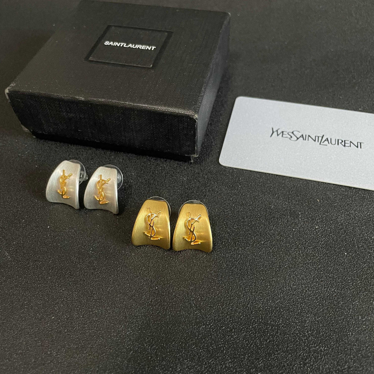 Signature Emblem Stud Earrings in Silver-Tone – Design 022 side detail