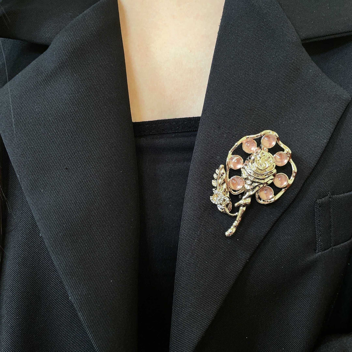 Signature Emblem Brooch in Polished Metal-Tone – Design 054 main product view