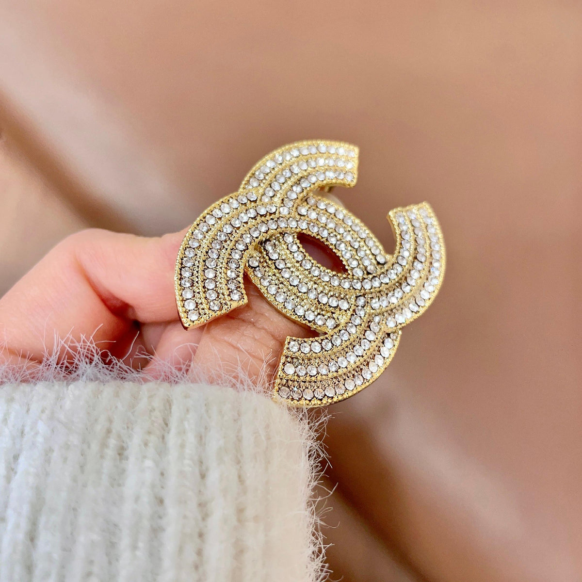 Signature Emblem Brooch in Polished Metal-Tone – Design 052 detail view
