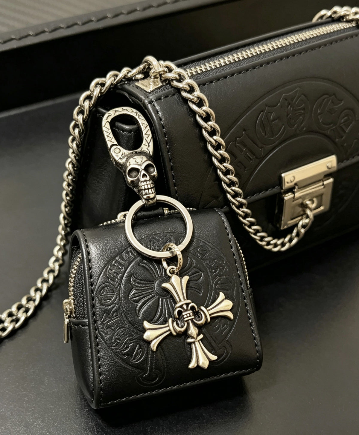 Signature Emblem Pendant in Polished Metal-Tone – Design 010 detail view