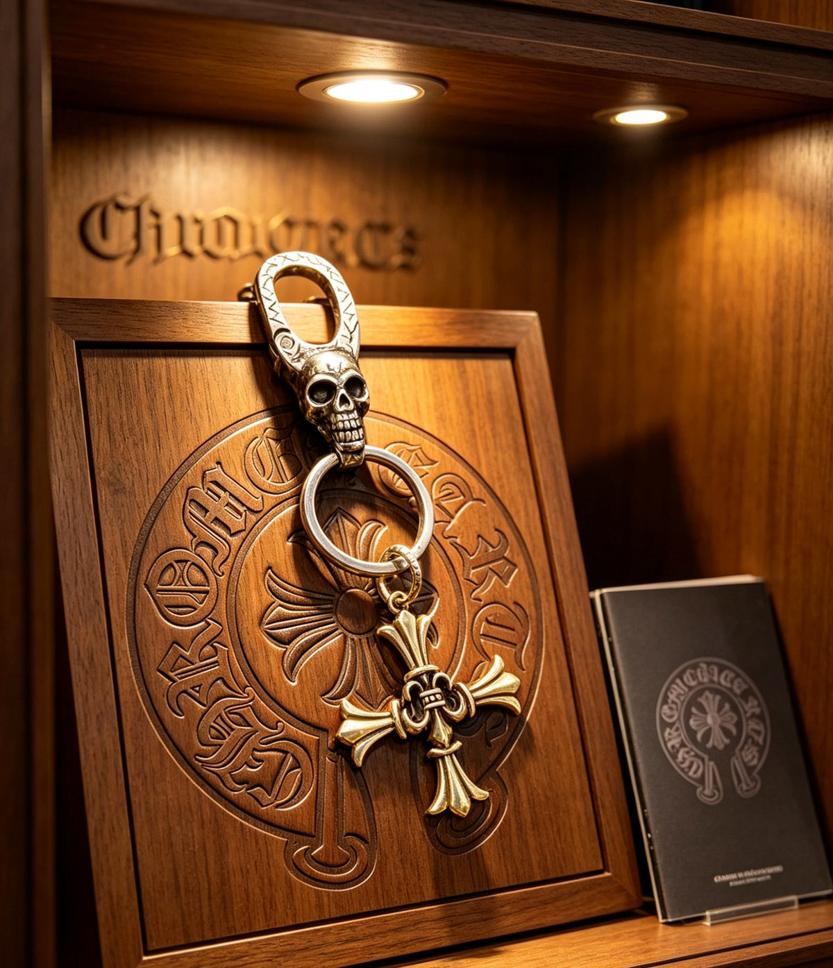 Signature Emblem Pendant in Polished Metal-Tone – Design 010 front product view