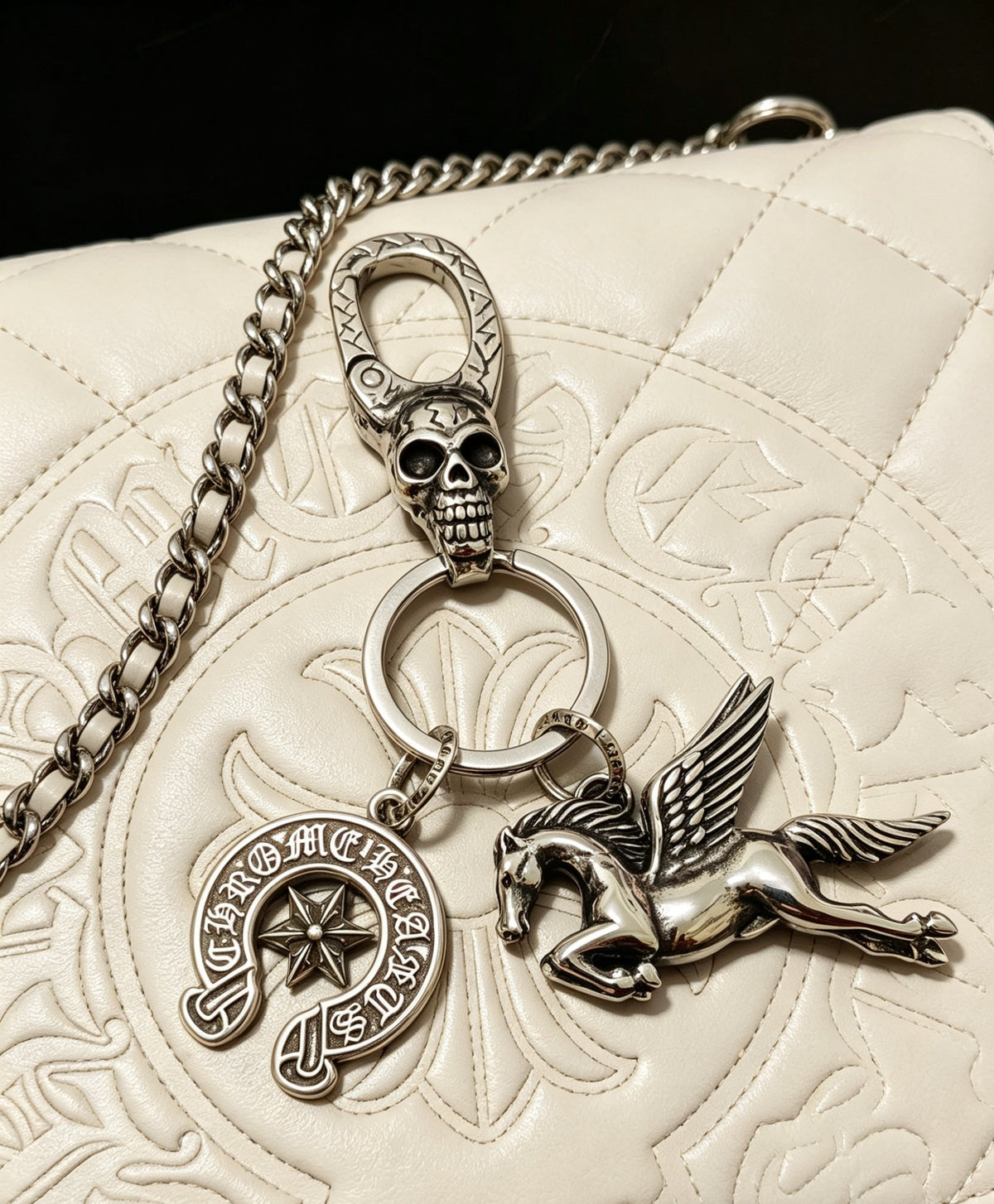 Signature Emblem Pendant in Polished Metal-Tone – Design 008 side detail