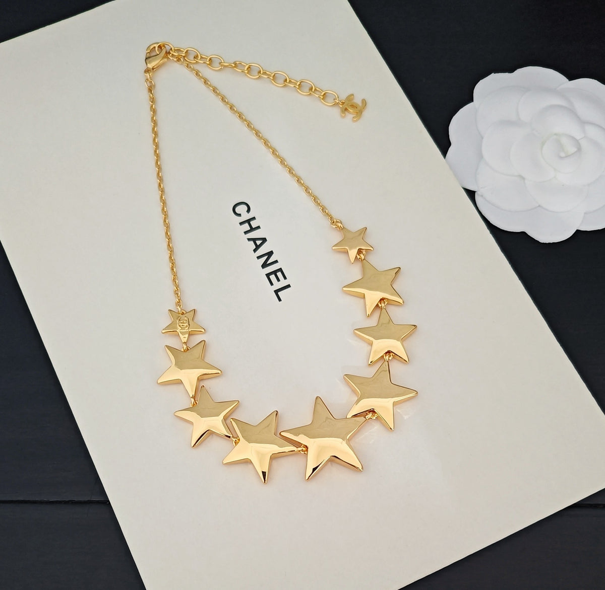 Signature Emblem Pendant Necklace in Gold-Tone – Design 043 close-up detail