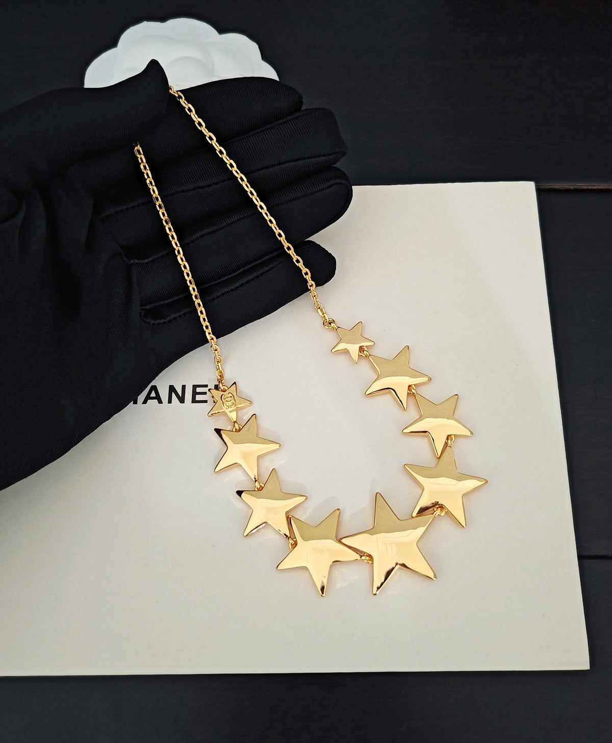 Signature Emblem Pendant Necklace in Gold-Tone – Design 043 detail view