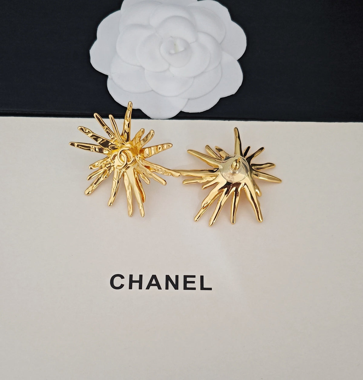 Signature Emblem Stud Earrings in Gold-Tone – Design 046 styled product view