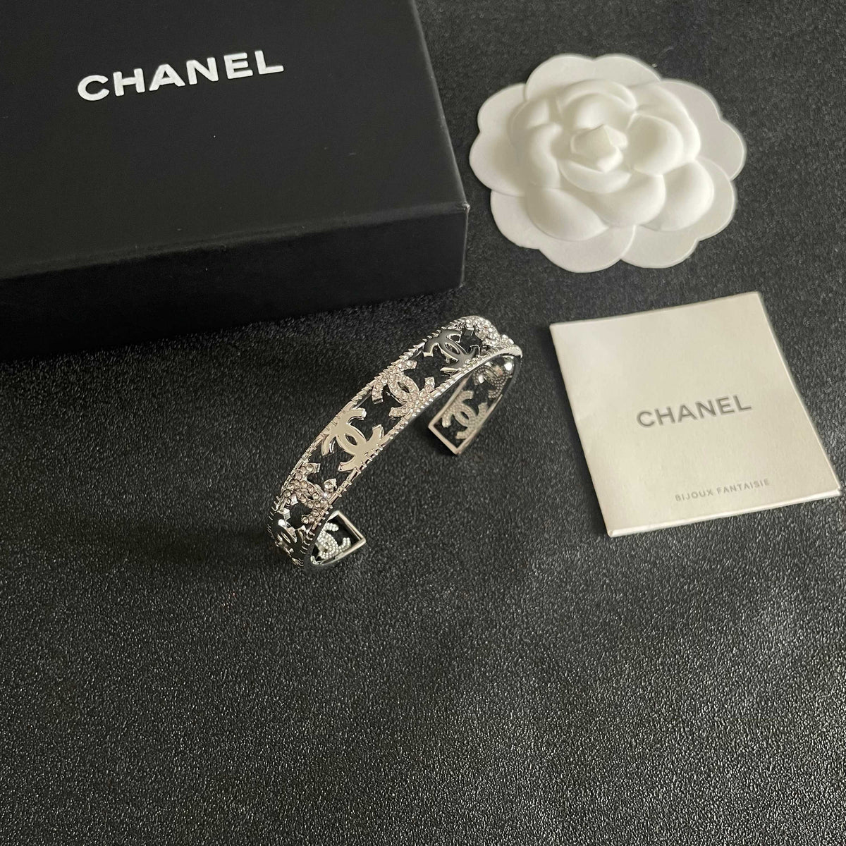 Letter Bangle in Polished Metal-Tone – Red Detail styled product view