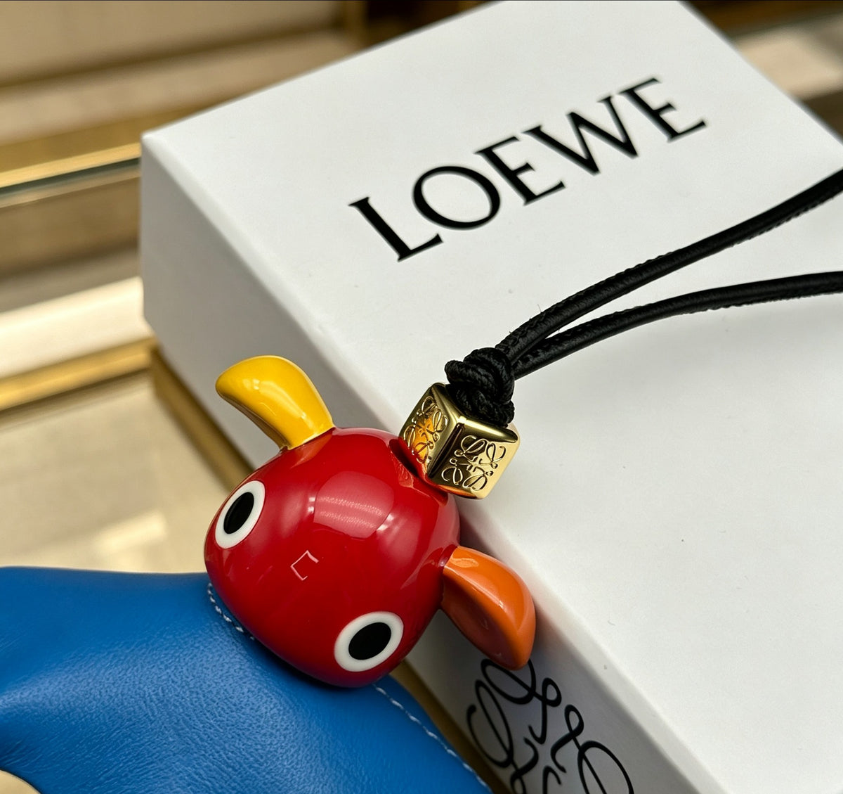 Elephant Motif Bag Charm in Polished Metal-Tone with Leather Detail – Design 06 styled view