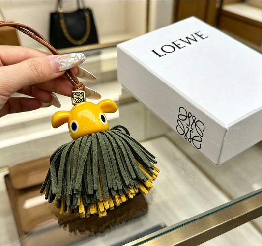Elephant Motif Bag Charm in Polished Metal-Tone with Leather Detail – Design 03 main product view