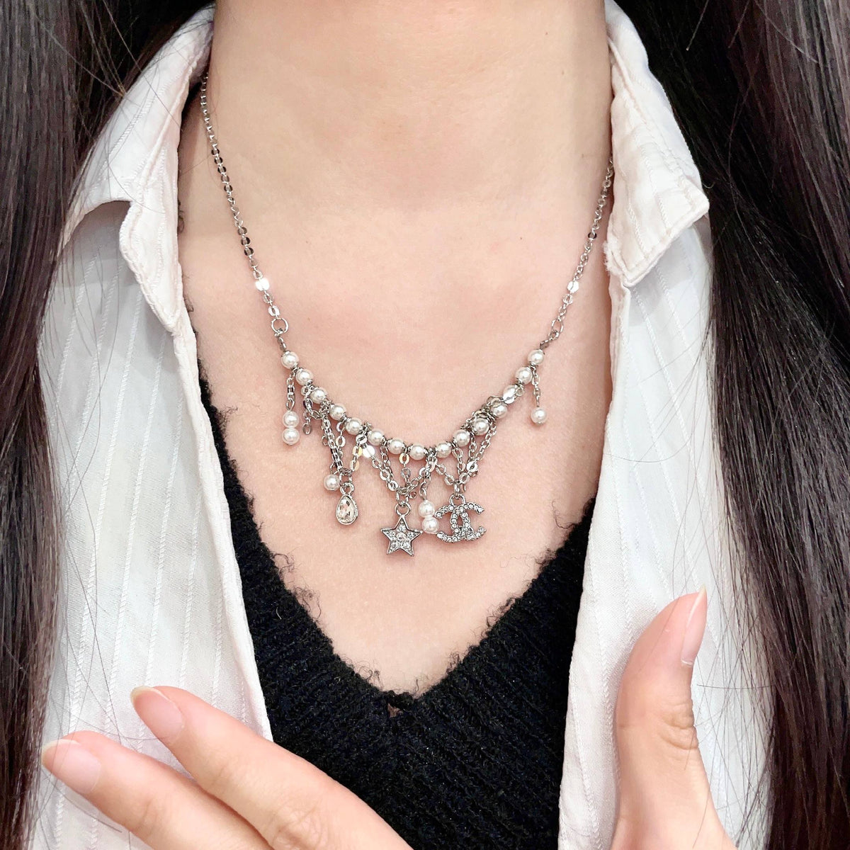 Signature Emblem Pendant Necklace in Polished Metal-Tone – Design 105 front product view