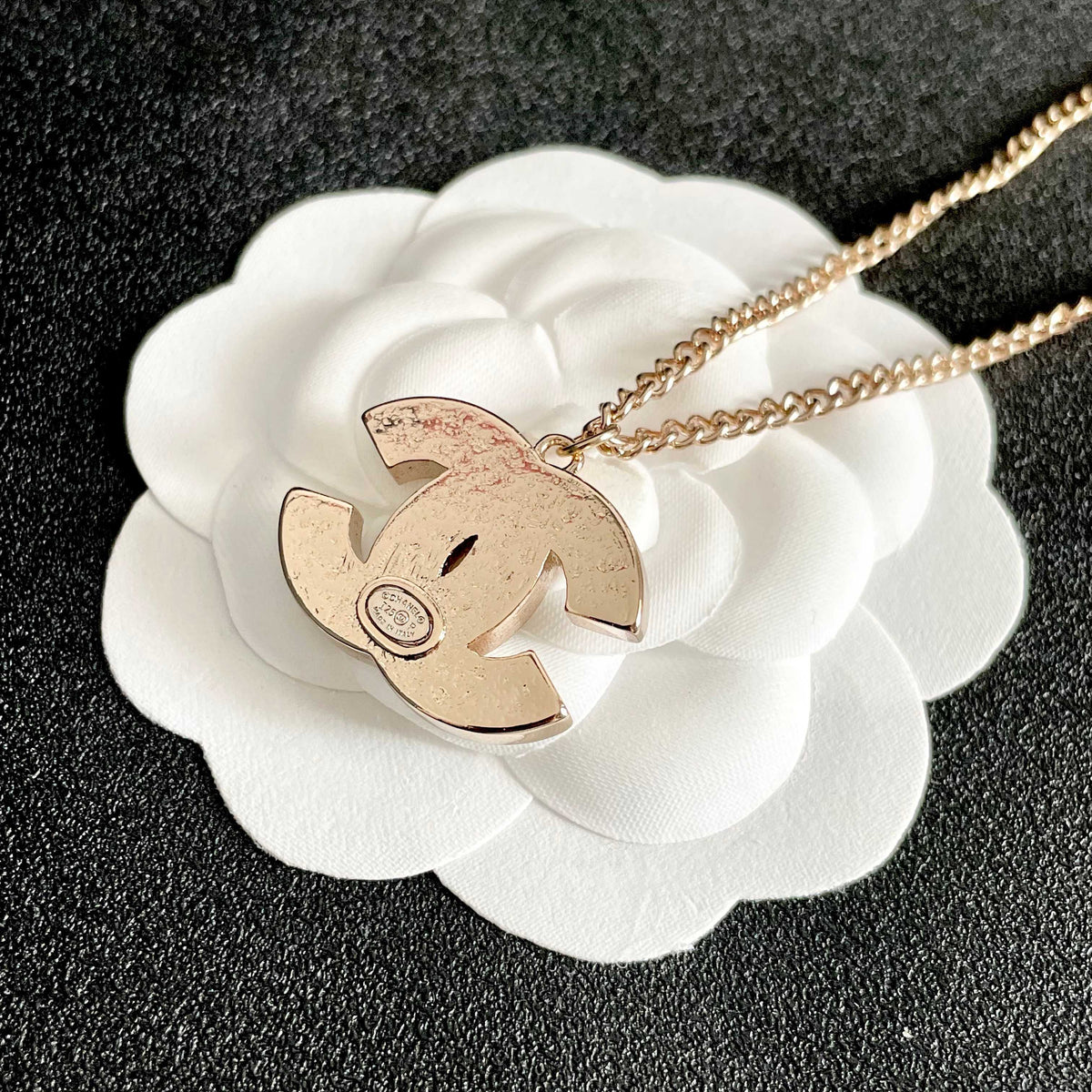 Signature Emblem Pendant Necklace in Polished Metal-Tone – Design 104 front product view