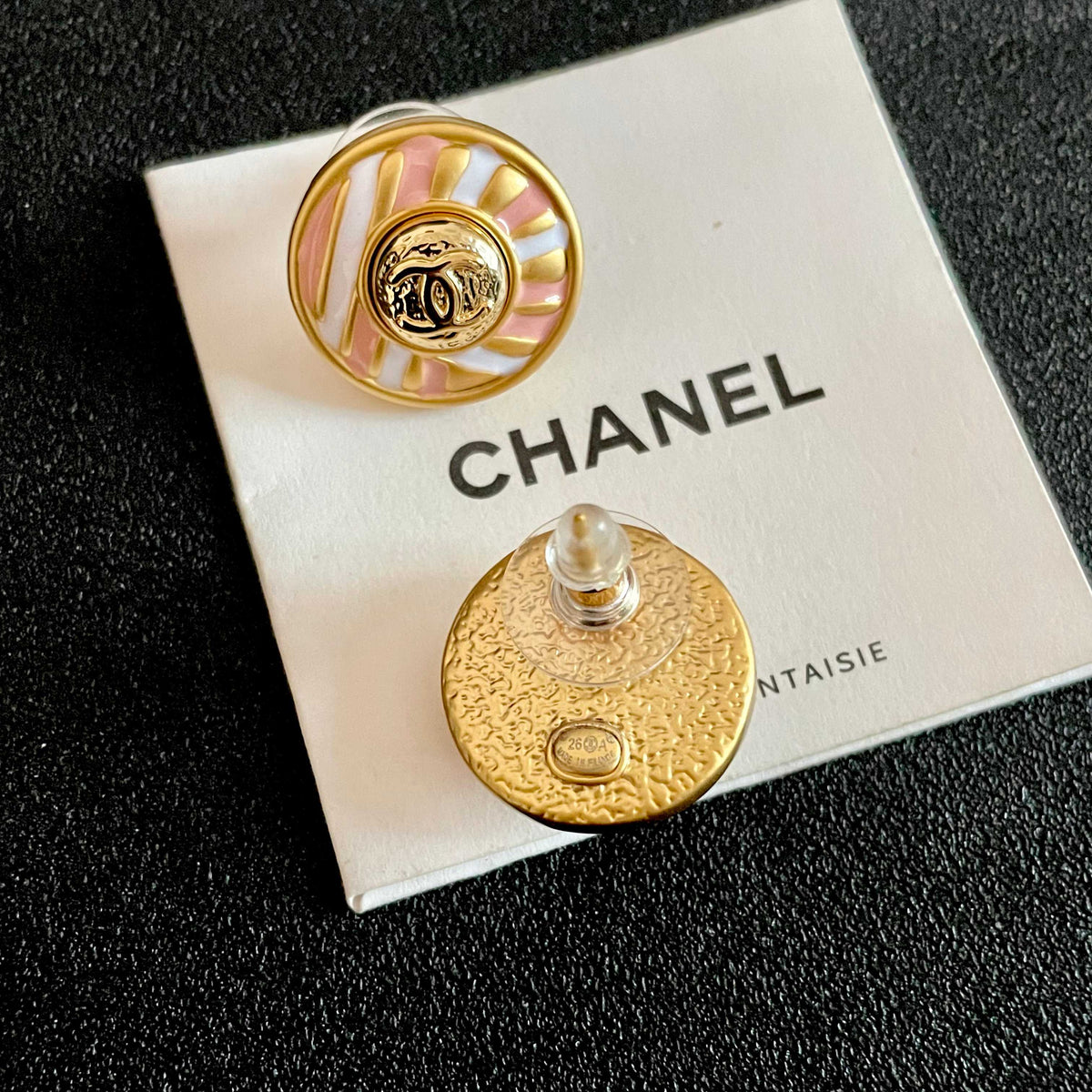 Signature Emblem Stud Earrings in Polished Metal-Tone – Design 106 main product view