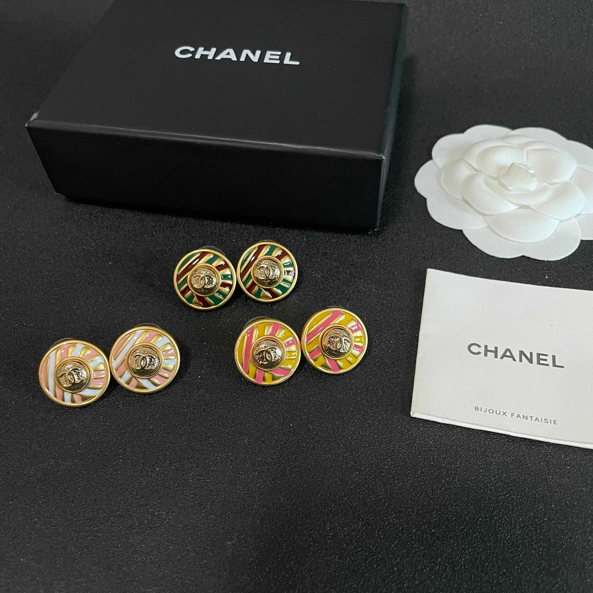 Signature Emblem Stud Earrings in Polished Metal-Tone – Design 104 close-up detail