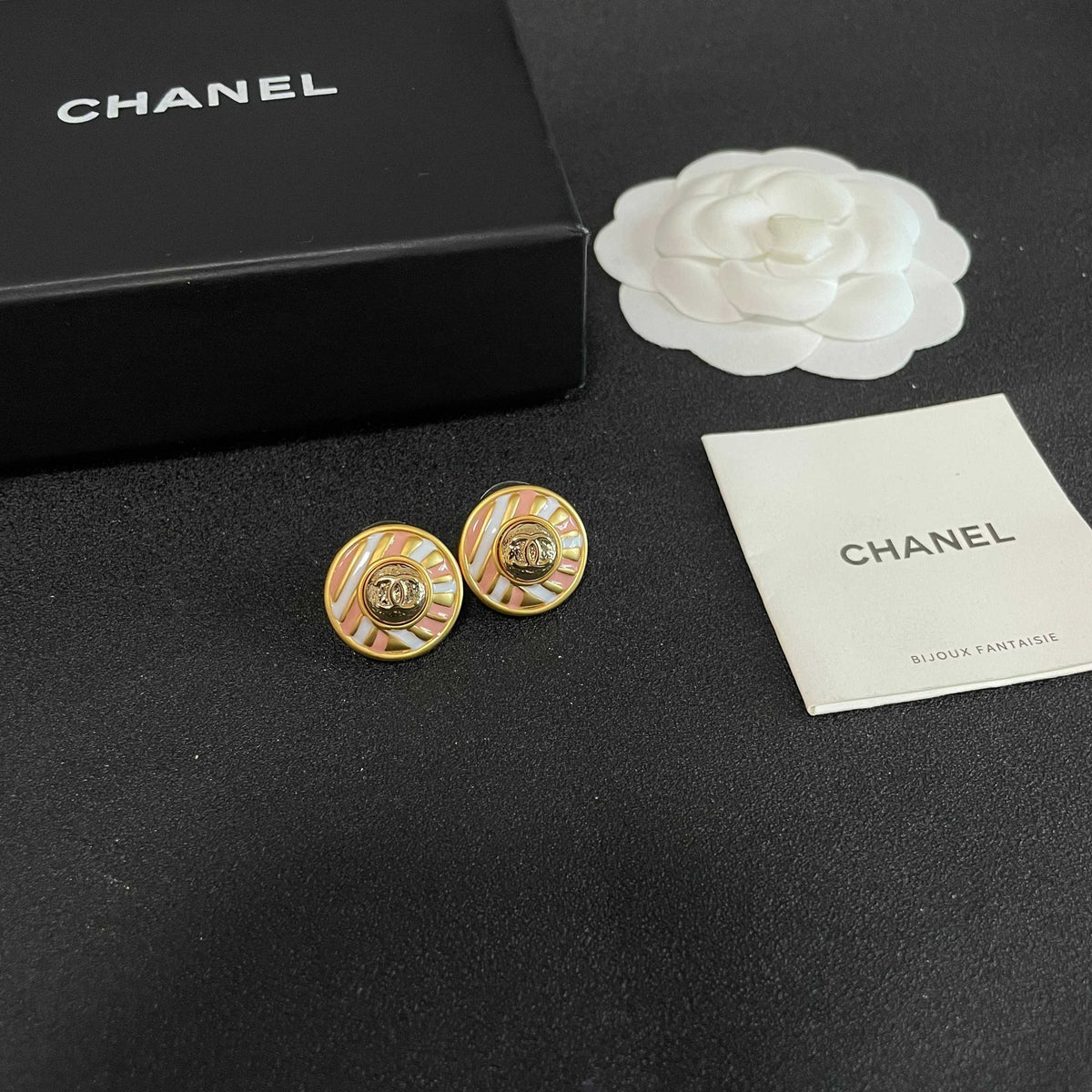 Signature Emblem Stud Earrings in Polished Metal-Tone – Design 106 styled product view