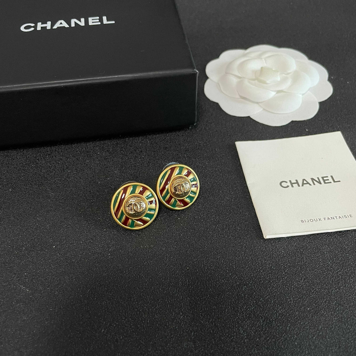 Signature Emblem Stud Earrings in Polished Metal-Tone – Design 105 styled product view